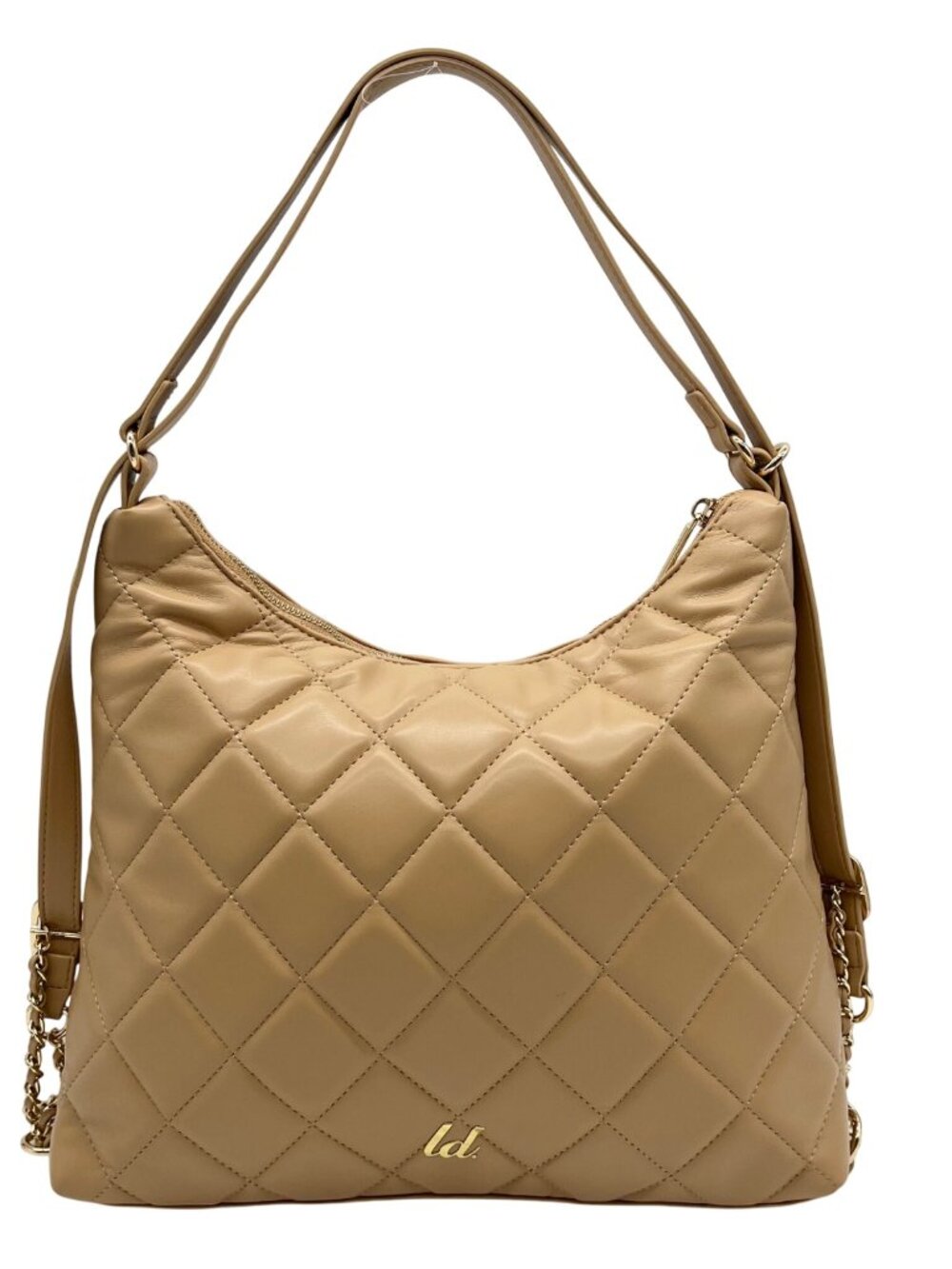 Like Dreams Camel Quilted Convertible Shoulder Bag With Wallet